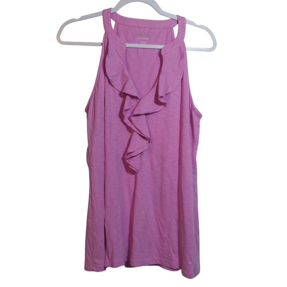 Lilly Pulitzer Shay Ruffle Tank Top Hotty Pink Size L